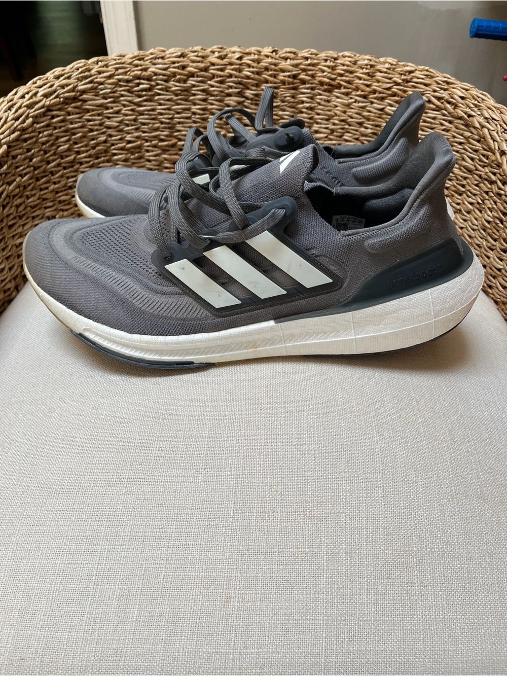 adidas Men’s Gray Athletic Running Shoes with White Stripes